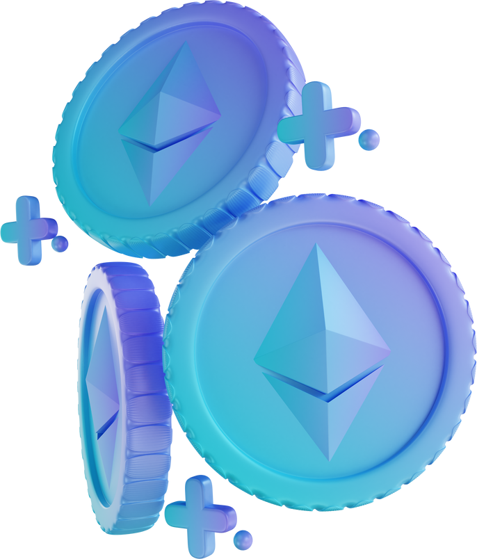 3D illustration Ethereum coins